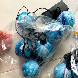 Gorgeous blue coastal string lights blues whites three packs battery operated